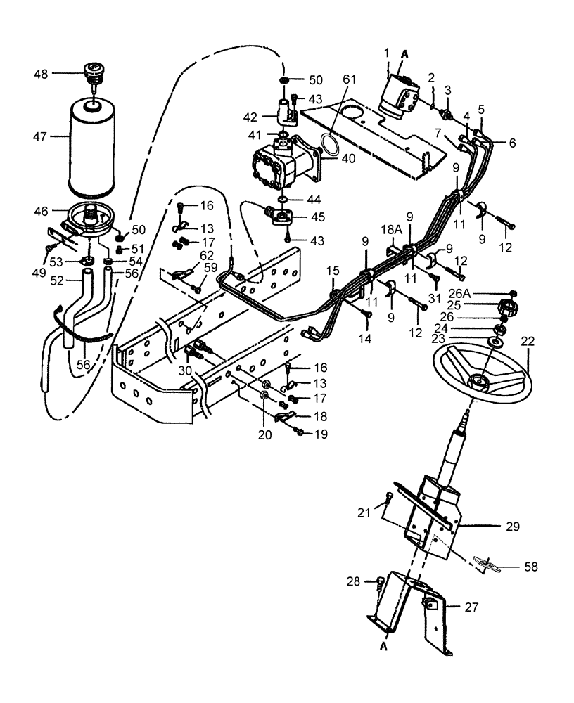 Схема запчастей Case IH FARMALL 55 - (04.02) - STEERING COLUMN, GEARBOX & PIPING (04) - FRONT AXLE & STEERING