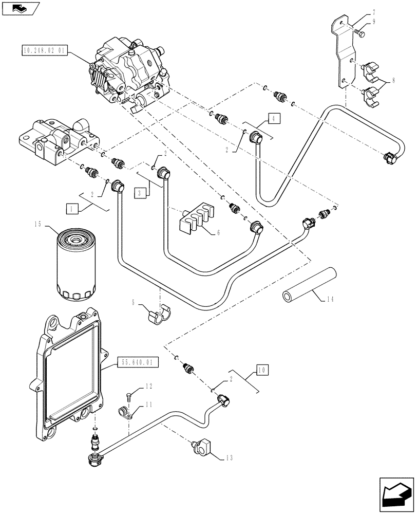 Схема запчастей Case IH MAGNUM 190 - (10.214.02) - PIPING, FUEL (10) - ENGINE