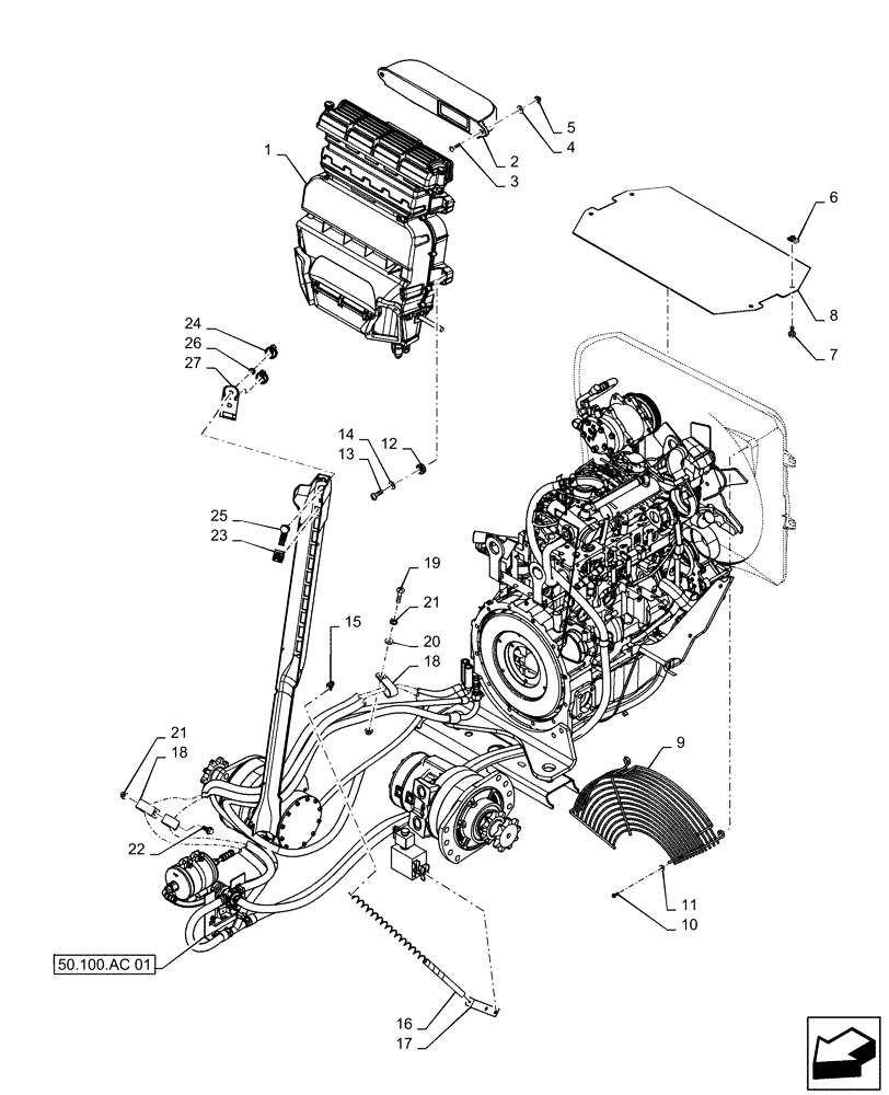 Схема запчастей Case IH SR250 - (50.100.AP[01]) - HEATER, LARGE FRAME (SR220-SV300,TR320,TV380) (50) - CAB CLIMATE CONTROL