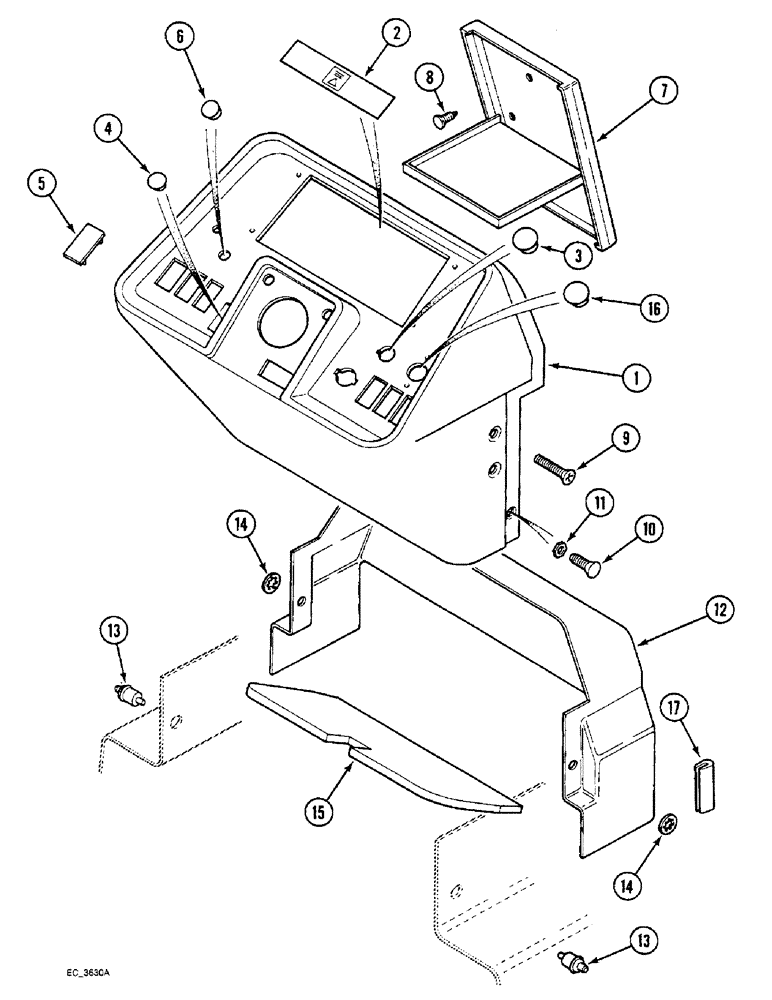 Схема запчастей Case IH 3230 - (9-014) - INSTRUMENT HOUSING, TRACTOR WITH CAB (09) - CHASSIS/ATTACHMENTS