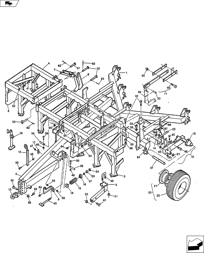 Схема запчастей Case IH TURBO-TIGER - (39.100.01) - FRAME ASSEMBLY WITH OPTIONAL TIRE SCRAPER (39) - FRAMES AND BALLASTING