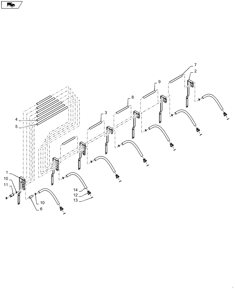 Схема запчастей Case IH 1250 - (80.150.27[03]) - BULK FILL - RH SEED HOSE - 24 ROW, ROW 18 - 24, MODEL YEAR 2011 (80) - CROP STORAGE/UNLOADING