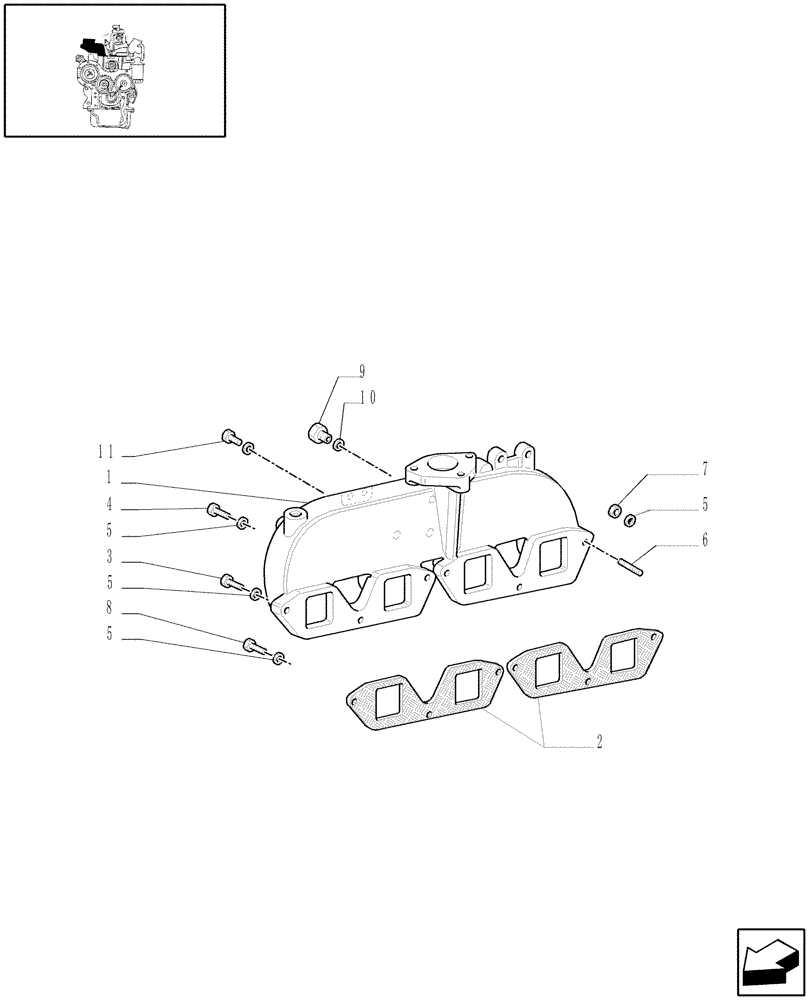 Схема запчастей Case IH JX95 - (0.07.1/05) - (VAR.319-747) TTF MOTOR TIER2 - INTAKE MANIFOLD (01) - ENGINE