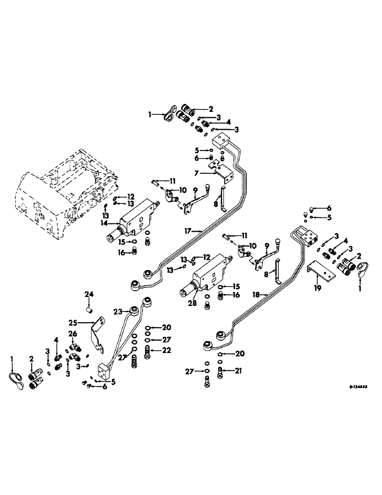 Схема запчастей Case IH 404 - (120) - HYDRAULIC SYSTEM, AUXILIARY VALVES AND MANIFOLD TUBES (07) - HYDRAULIC SYSTEM