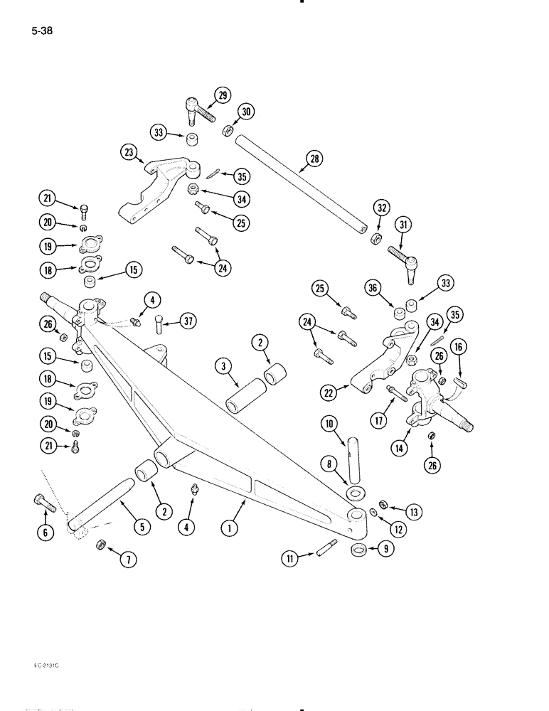 Схема запчастей Case IH 595 - (5-38) - HEAVY DUTY CAST FRONT AXLE (05) - STEERING