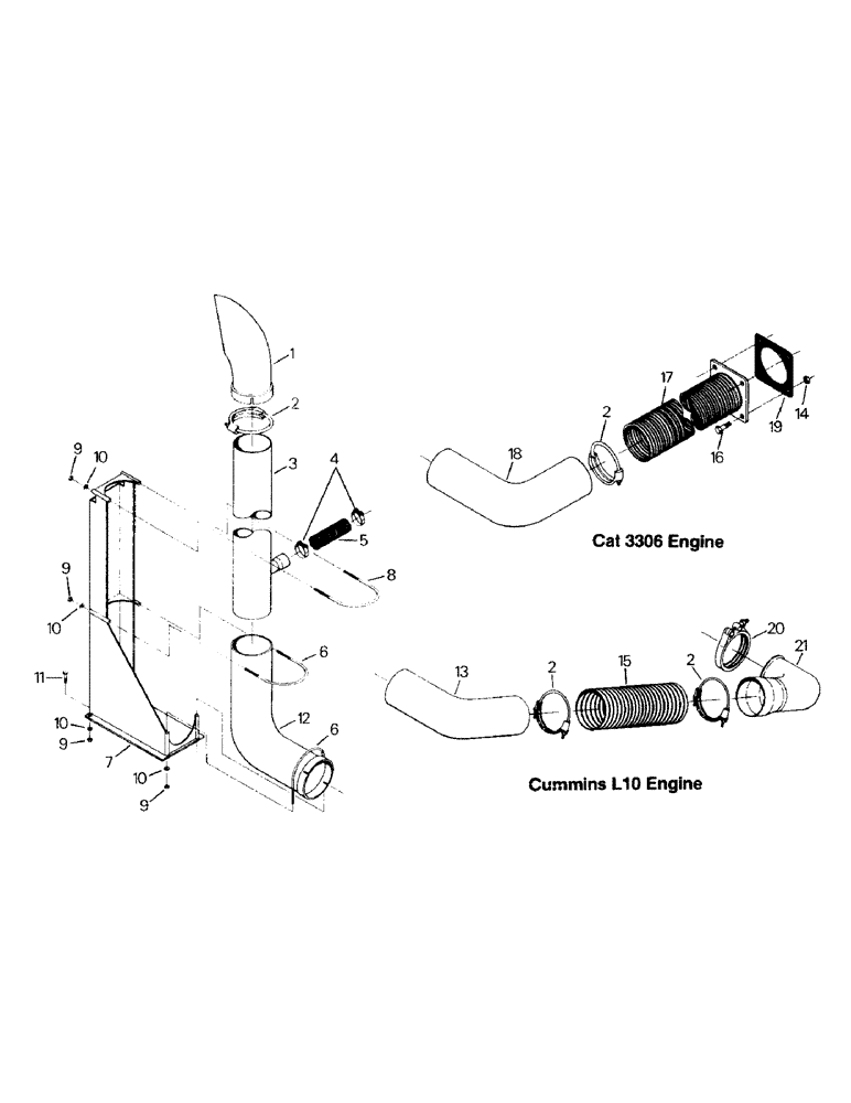 Схема запчастей Case IH SM-325 - (04-19) - EXHAUST SYSTEM, CAT 3306 AND CUMMINS L10 ENGINES (04) - Drive Train