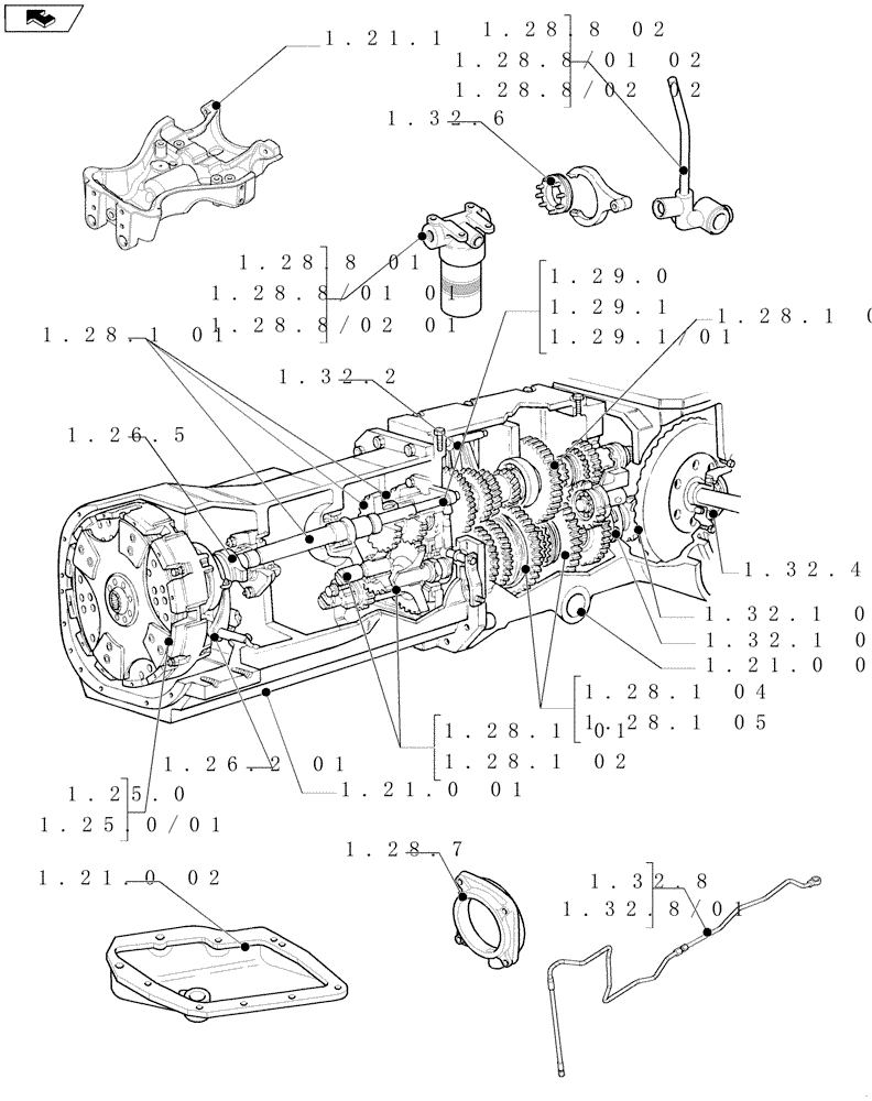 Схема запчастей Case IH FARMALL 95N - (SEC. 03) - TRANSMISSION (00) - GENERAL