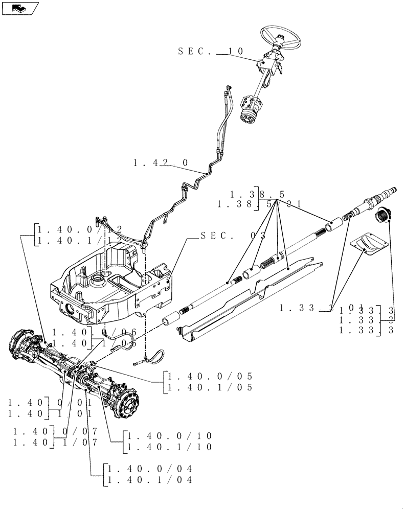 Схема запчастей Case IH PUMA 155 - (SEC. 04) - FRONT AXLE & STEERING (00) - GENERAL