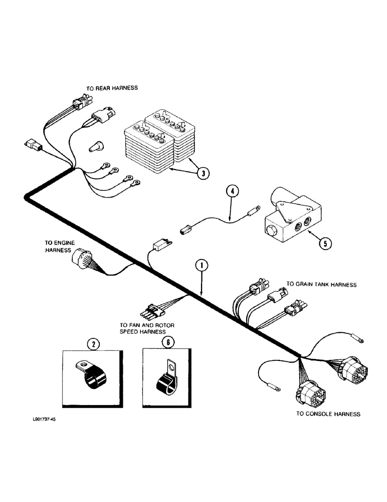 Схема запчастей Case IH 1670 - (4-16) - CENTER HARNESS (06) - ELECTRICAL