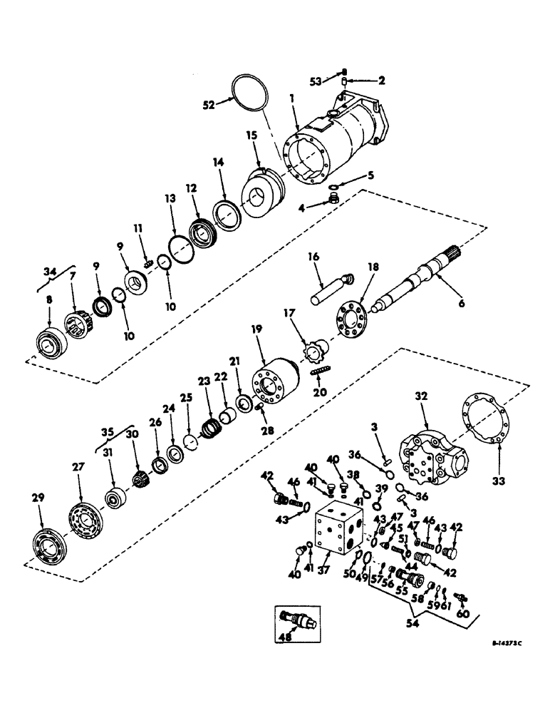 Схема запчастей Case IH 303 - (176) - HYDRAULIC MOTOR ASSY, FOR HYDROSTATIC GROUND DRIVE (35) - HYDRAULIC SYSTEMS