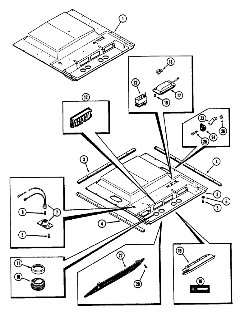 Схема запчастей Case IH 2590 - (9-384) - CAB, HEADLINER AND LOUVERS, CAB SERIAL NUMBER 12013067 THROUGH 12050250 (09) - CHASSIS/ATTACHMENTS