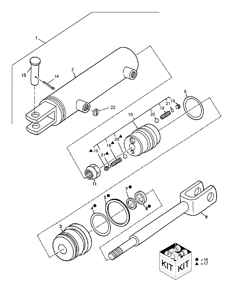 Схема запчастей Case IH SB541C - (35.550.02) - HYDRAULIC CYLINDER, TONGUE SWING (35) - HYDRAULIC SYSTEMS