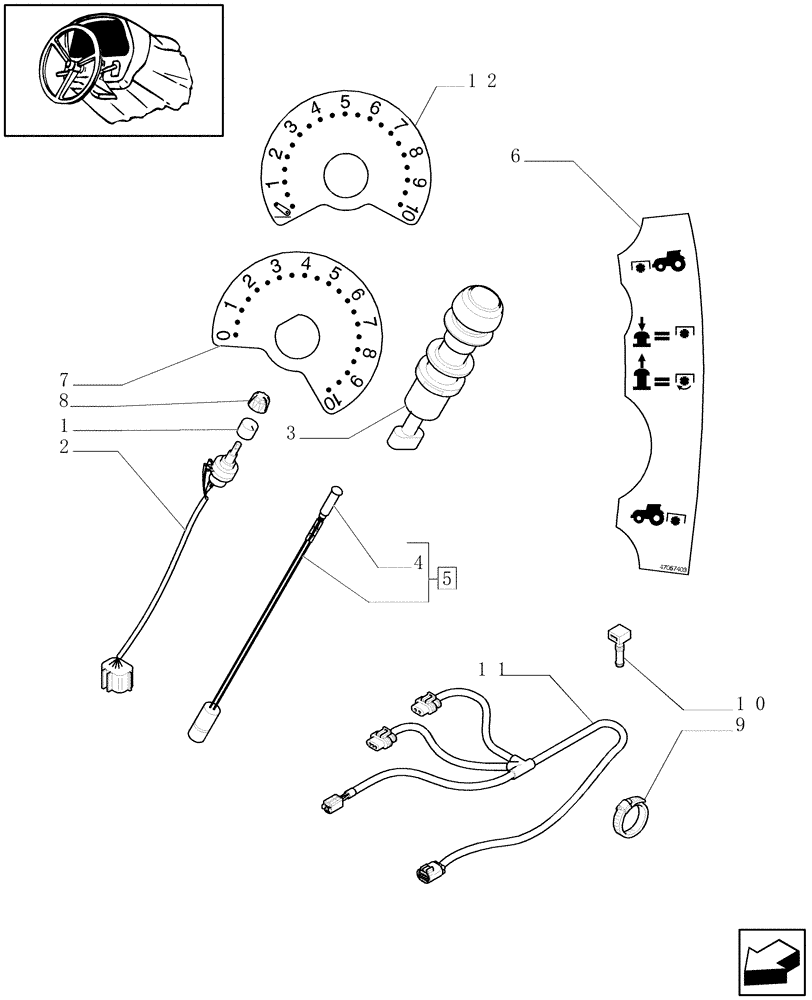Схема запчастей Case IH MAXXUM 100 - (1.91.1/07) - INTEGRATED FRONT HPL WITH PTO - SWITCHES & CABLES - C6519 (VAR330847-331847-332847-333847-334847-335847) (10) - OPERATORS PLATFORM/CAB