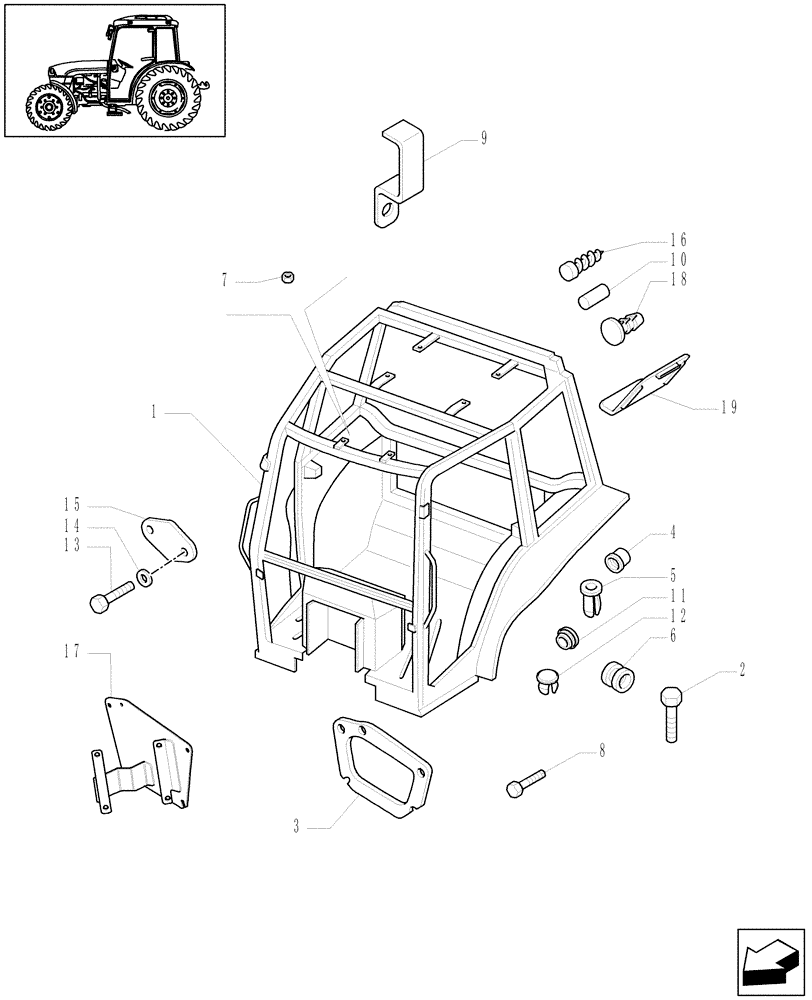 Схема запчастей Case IH JX1085C - (1.92.90/02) - (VAR.466-503) "A" PILLAR TYPE VERTICAL EXHAUST W/ GUARD SHIELD FOR CAB - CAB FRAME (10) - OPERATORS PLATFORM/CAB