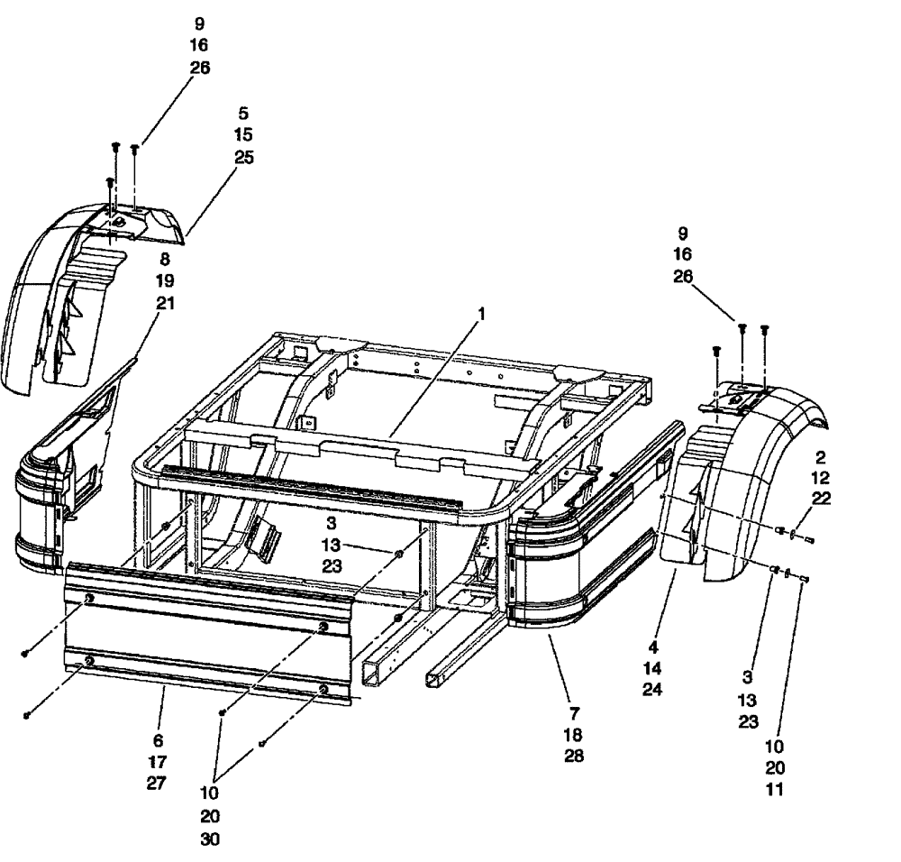 Схема запчастей Case IH SCOUT XL - (90.110.05[02]) - SIDE PANELS AND REAR FENDERS - 2-SEATER (90) - PLATFORM, CAB, BODYWORK AND DECALS