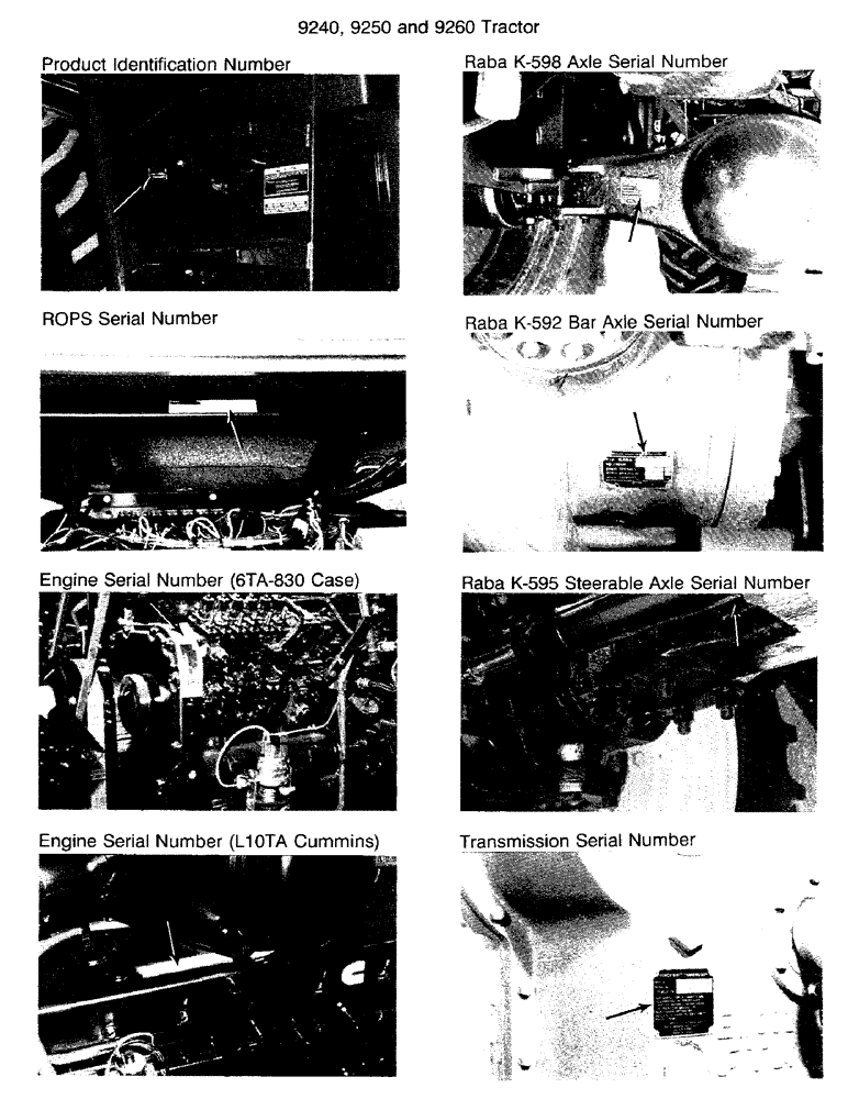 Схема запчастей Case IH 9250 - (1-002) - SERIAL NUMBERS (00) - PICTORIAL INDEX