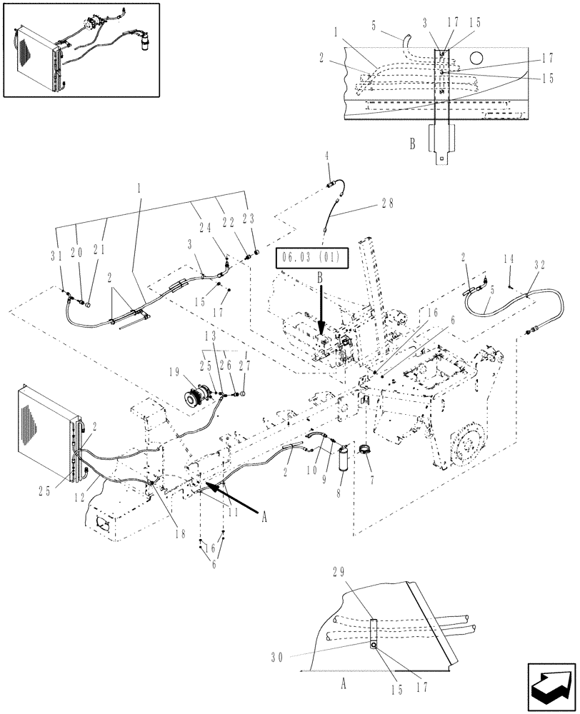 Схема запчастей Case IH WDX1902 - (10.10[1]) - AIR CONDITIONING LINE (10) - OPERATORS PLATFORM/CAB