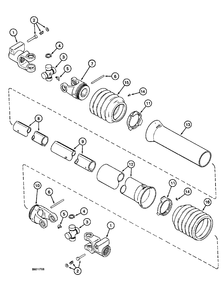 Схема запчастей Case IH 2055 - (9A-12) - CROSS DRUM DRIVE SHAFT, 4 ROW WIDE (13) - PICKING SYSTEM