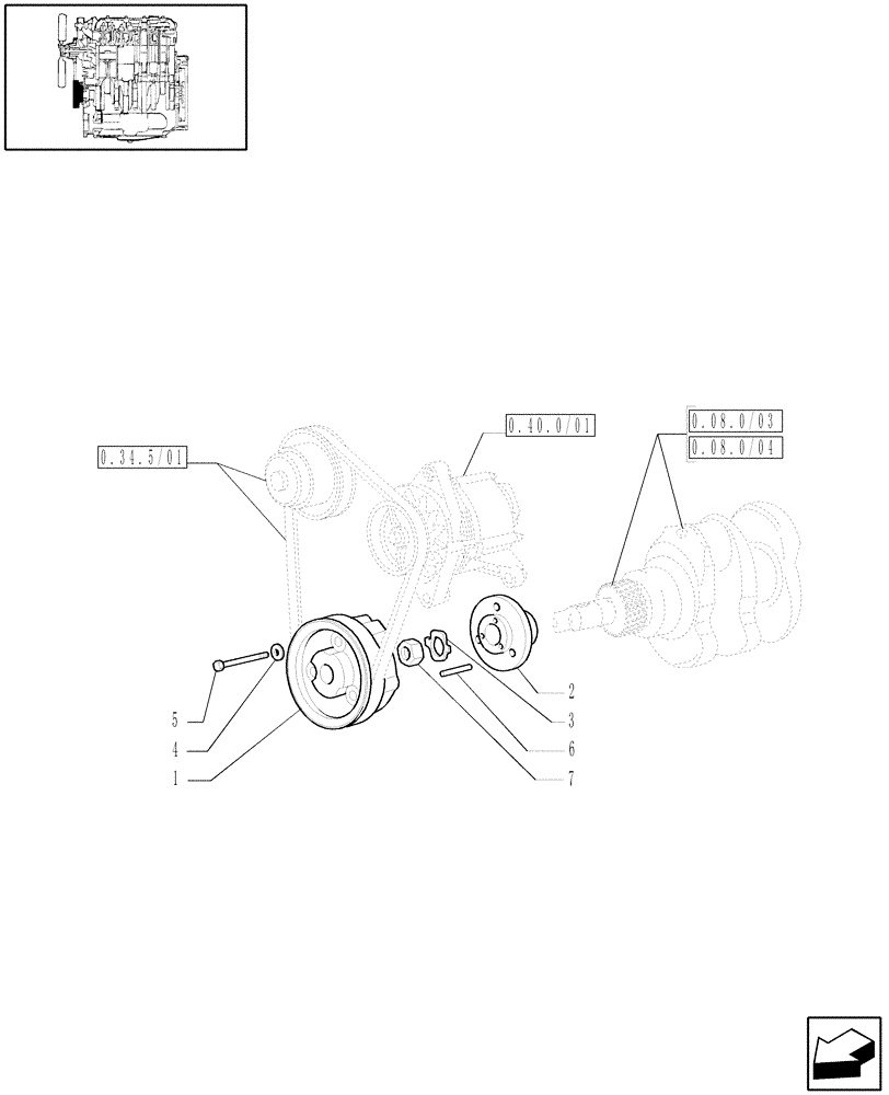 Схема запчастей Case IH JX95 - (0.08.4/02) - (VAR.319-747) TTF ENGINE TIER2 - CRANKSHAFT PULLEY AND HUB (01) - ENGINE