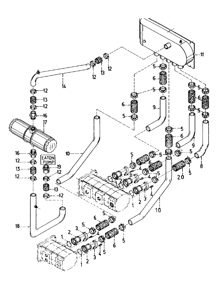 Схема запчастей Case IH 7000 - (B05-09) - HYDRAULICS, SUCTION LINES, ENGINE BOX ROTARY CHOP 7700 Hydraulic Components & Circuits