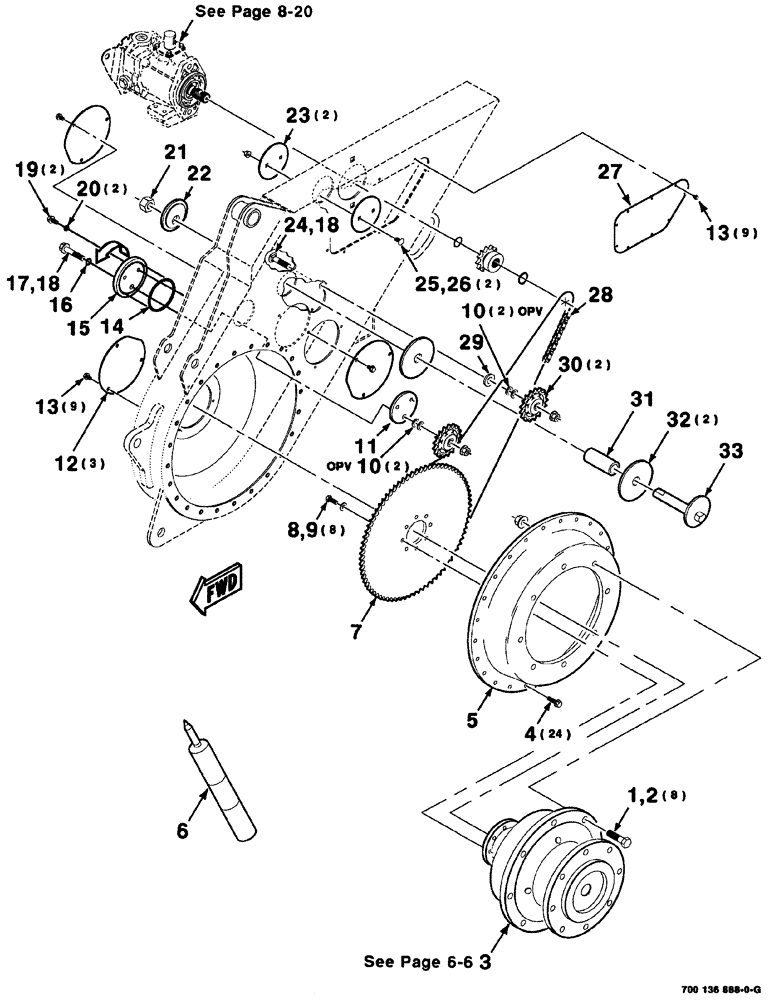 Схема запчастей Case IH 8880HP - (06-002) - CHAIN CASE AND AXLE ASSEMBLY (14) - MAIN GEARBOX & DRIVE