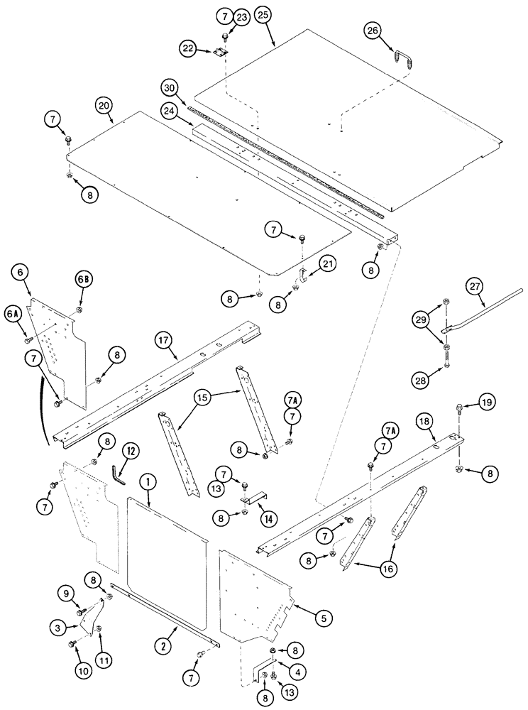 Схема запчастей Case IH 2155 - (9F-04) - ENGINE AND RADIATOR SHIELDS, FRONT ACCESS DOOR AND SUPPORTS (12) - CHASSIS
