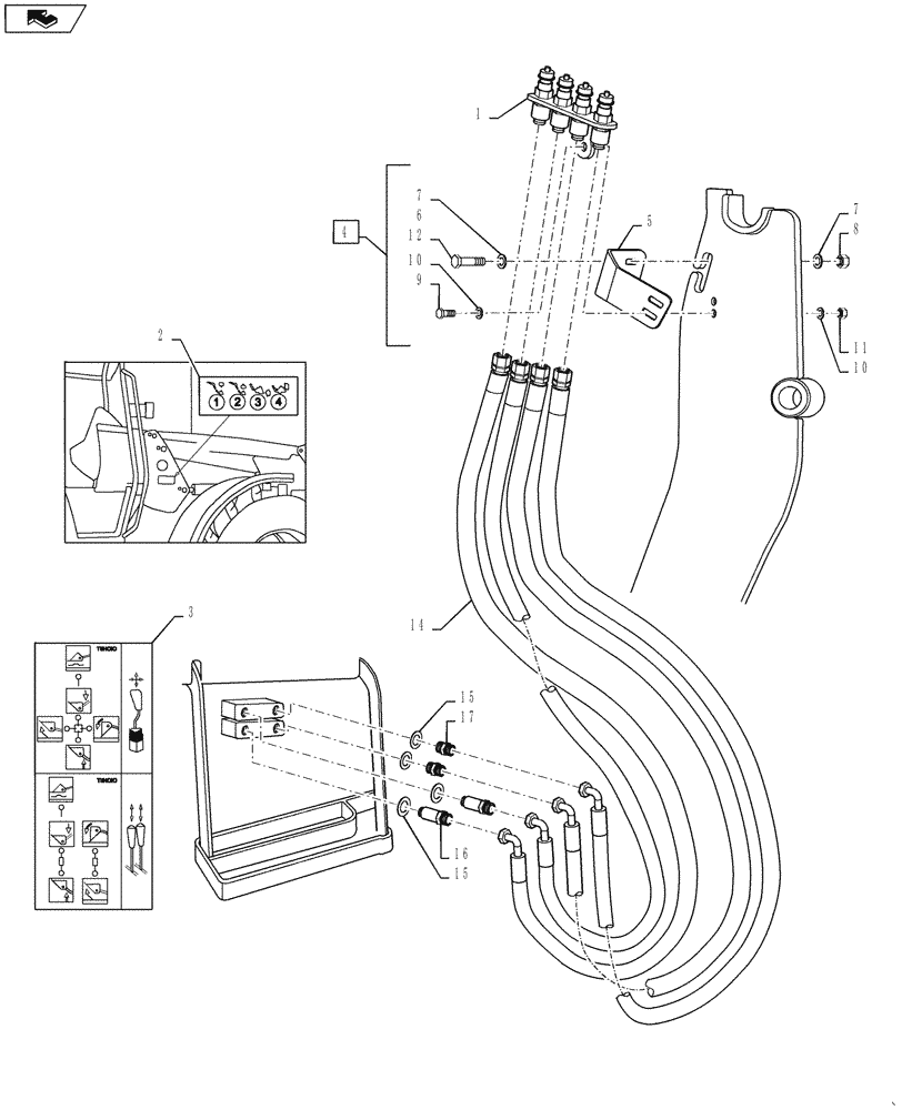 Схема запчастей Case IH L560 - (35.204.03) - HYDRAULIC HOSE SET, FARMALL C (35) - HYDRAULIC SYSTEMS