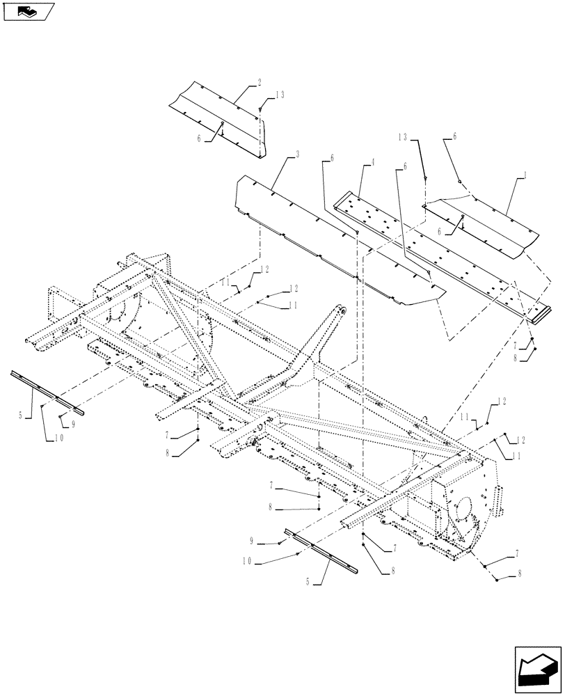 Схема запчастей Case IH RD163 - (39.100.03[01]) - FLOOR (39) - FRAMES AND BALLASTING