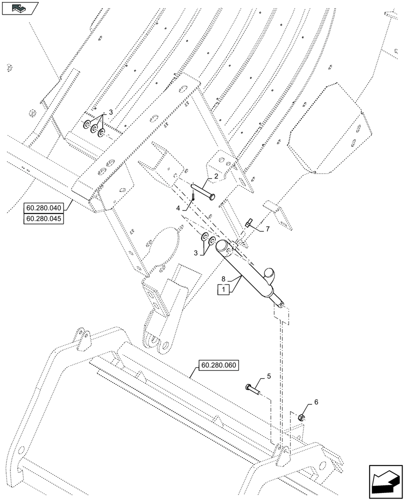 Схема запчастей Case IH LB334R - (35.568.010) - FEED CHAMBER, CYLINDER (35) - HYDRAULIC SYSTEMS