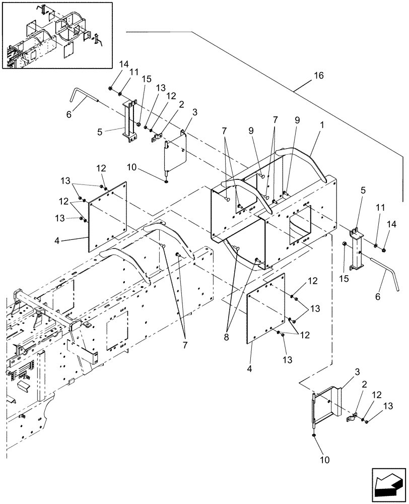 Схема запчастей Case IH SB541 - (39.100.02) - BALE CASE EXTENSION (39) - FRAMES AND BALLASTING