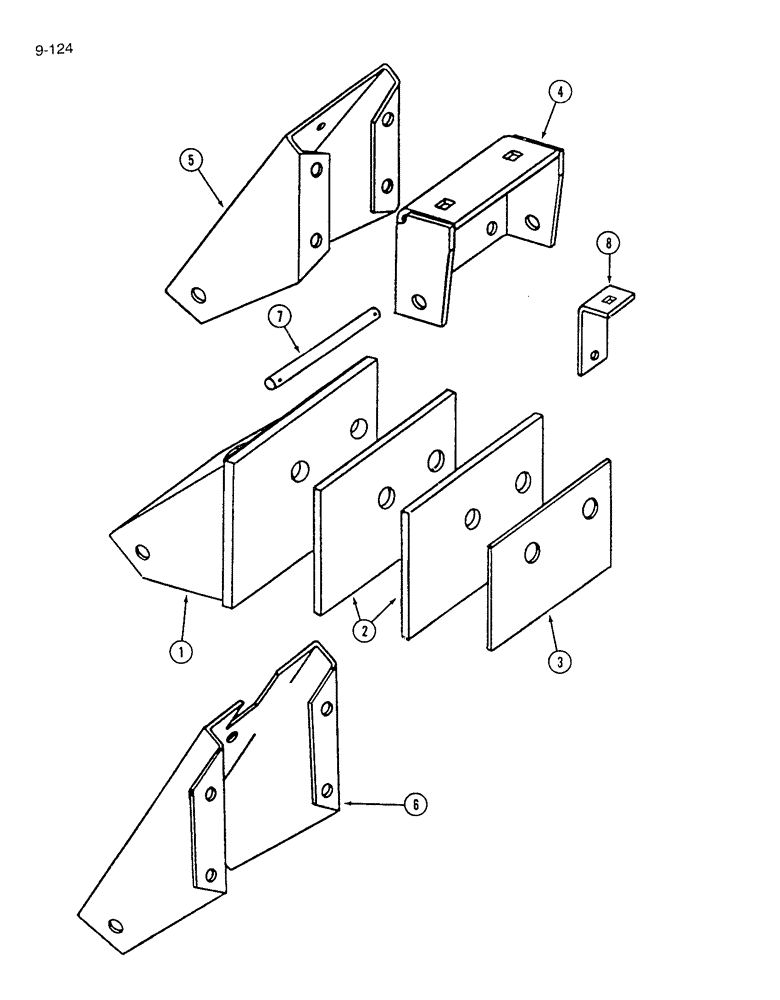 Схема запчастей Case IH 7200 - (9-124) - FURROW OPENER DRAWBAR MOUNTING BRACKETS (09) - CHASSIS/ATTACHMENTS