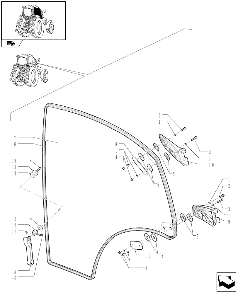 Схема запчастей Case IH PUMA 140 - (1.92.2[01]) - DOOR RH (10) - OPERATORS PLATFORM/CAB
