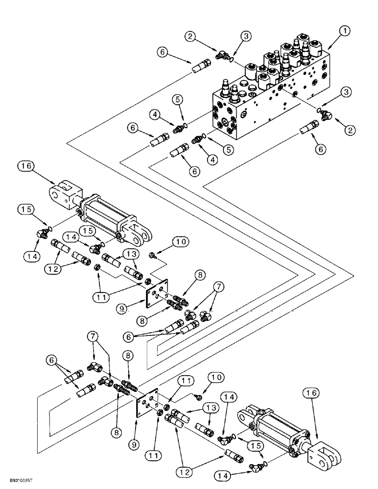 Схема запчастей Case IH 955 - (8-046) - ROW MARKER HYDRAULIC SYSTEM, W/ VICKERS CONTROL VALVE, 24 ROW NARROW FRONT FOLD PLANTERS BUILT UP TO (08) - HYDRAULICS