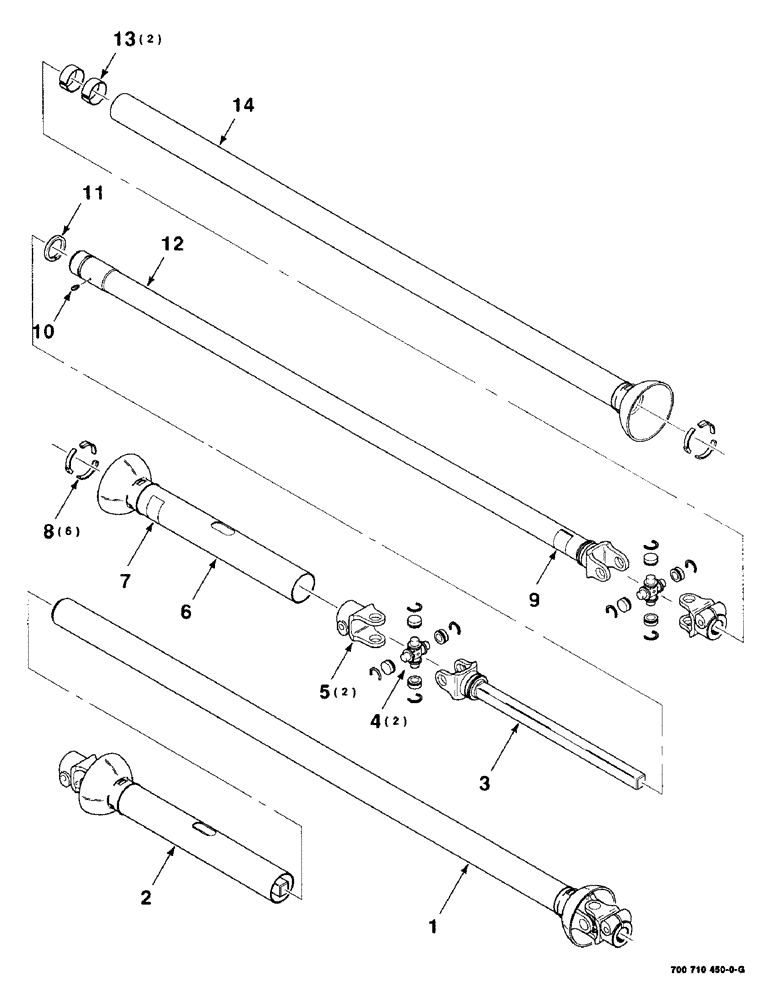 Схема запчастей Case IH 8850 - (09-24) - U-JOINT ASSEMBLY, P/N 700710539 AND 700710536 (06) - POWER TRAIN