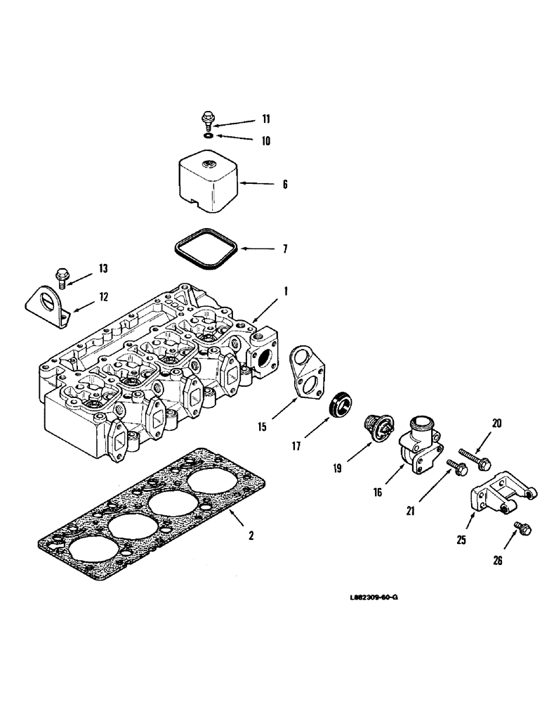 Схема запчастей Case IH 8830 - (2-12) - CYLINDER HEAD AND COVERS, THERMOSTAT AND HOUSING, DIESEL (02) - ENGINE