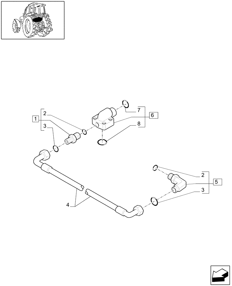 Схема запчастей Case IH MXU110 - (1.82.1/05) - (VAR.361-363-375-376-377-378) CCLS (EDC) ELECTRONIC CONTROL VALVES - CONTROL VALVE PIPES (07) - HYDRAULIC SYSTEM