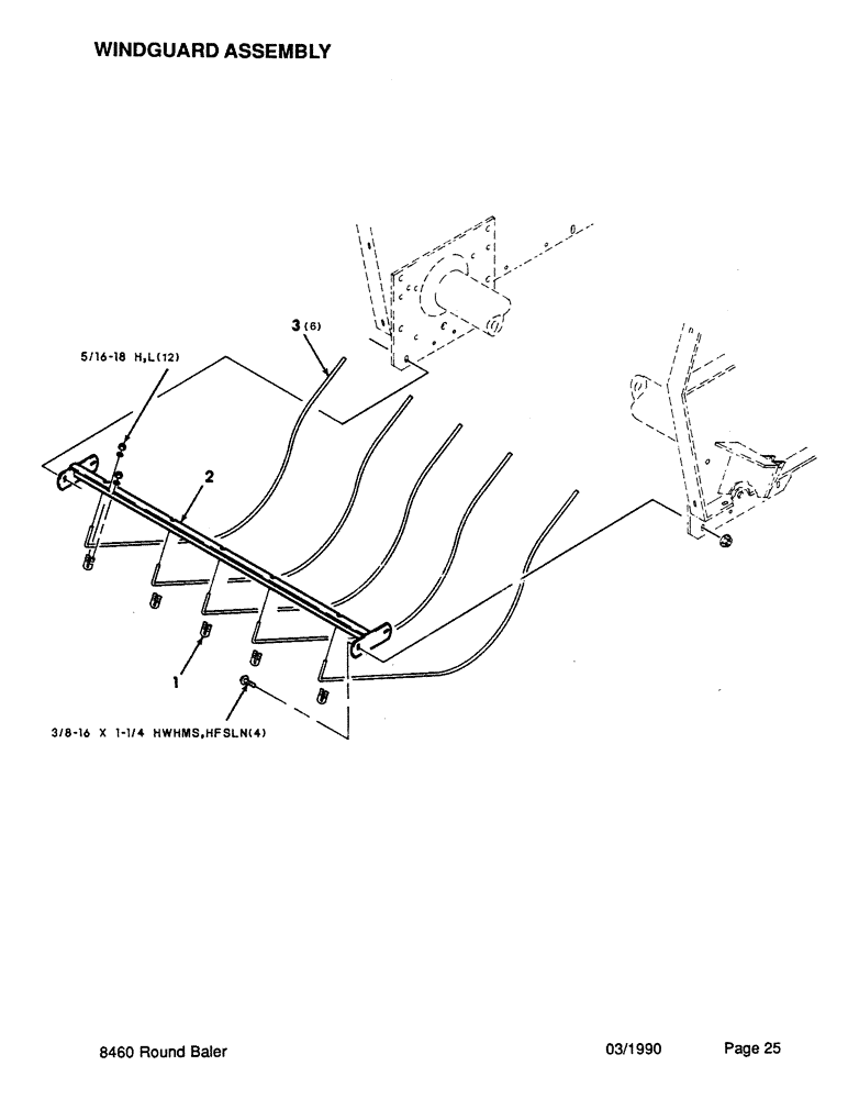Схема запчастей Case IH 8460 - (025) - WINDGUARD ASSEMBLY Pickup