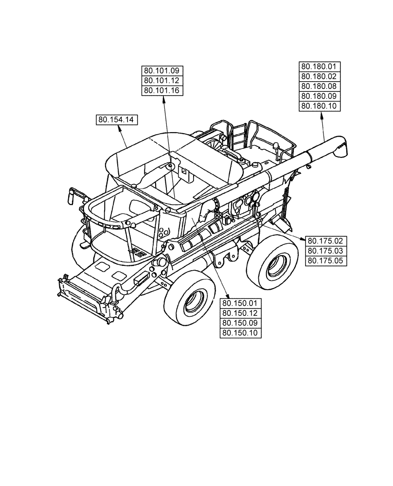 Схема запчастей Case IH 2588 - (80.000.00) - SECTION INDEX - GRAIN/GRAPE STORAGE (80) - CROP STORAGE/UNLOADING