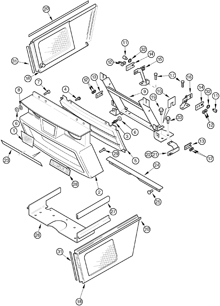 Схема запчастей Case IH C90 - (09-07) - FRONT GRILLE AND SIDE PANELS (09) - CHASSIS/ATTACHMENTS