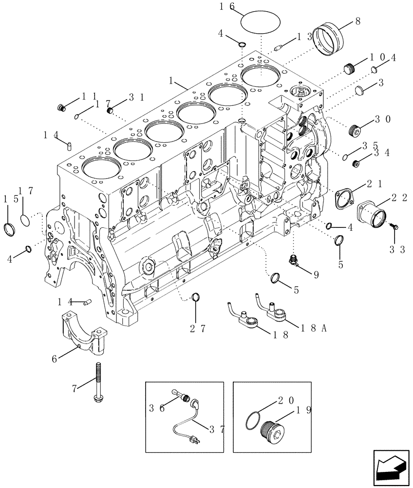 Схема запчастей Case IH 2588 - (10.001.03) - CYLINDER BLOCK - ENGINE BLOCK HEATERS (10) - ENGINE