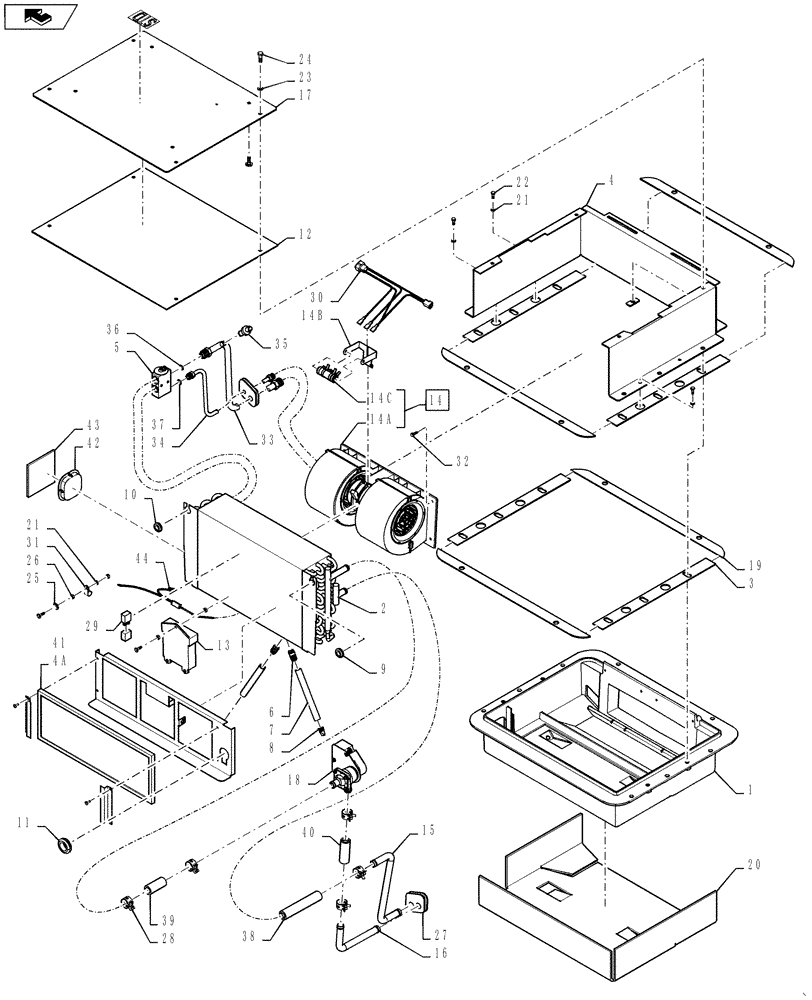 Схема запчастей Case IH FLX3510 - (01-012[02]) - HVAC CCM BREAKDOWN (10) - CAB