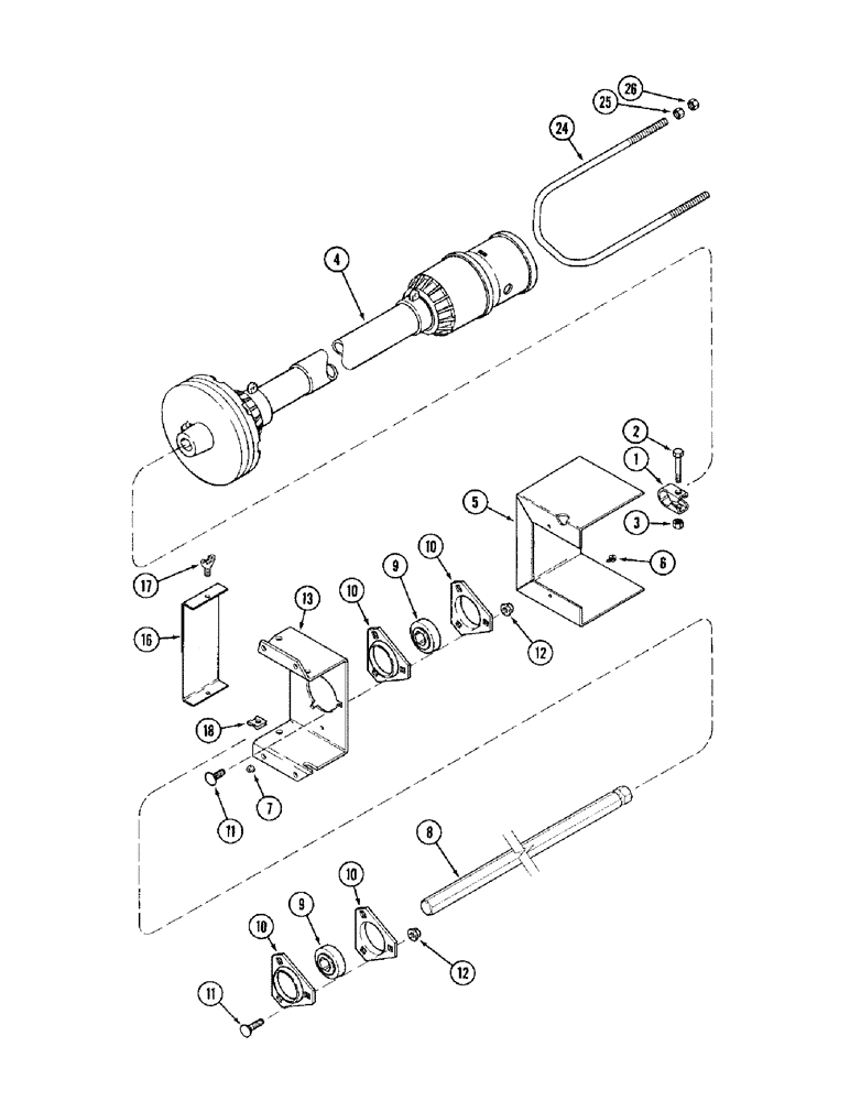 Схема запчастей Case IH 1010 - (9C-14) - AUGER JACKSHAFT DRIVE, 15.0 FOOT HEADER (58) - ATTACHMENTS/HEADERS