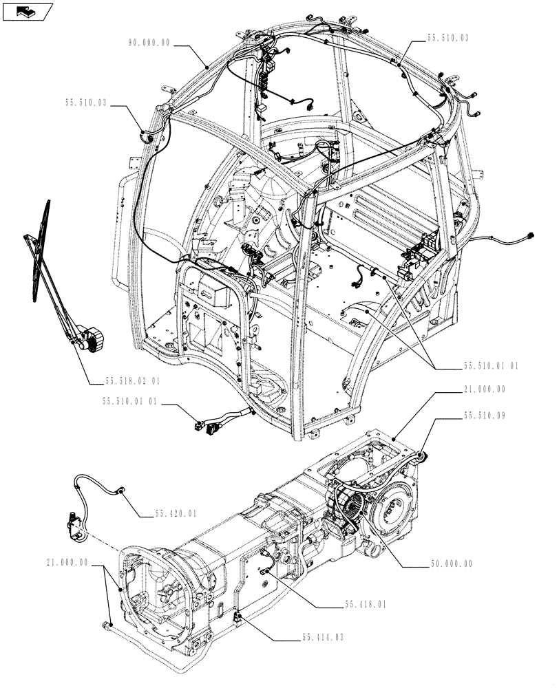 Схема запчастей Case IH FARMALL 75C - (55.000.00[05]) - PICTORIAL INDEX - ELECTRICAL SYSTEM (55) - ELECTRICAL SYSTEMS
