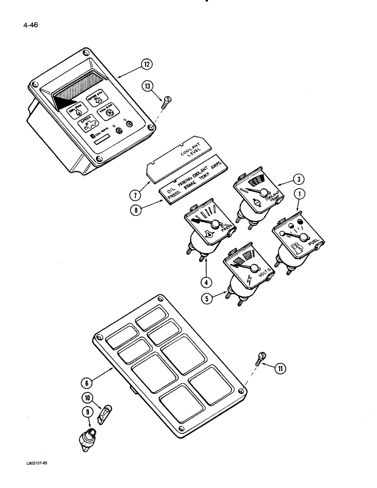Схема запчастей Case IH 1620 - (4-46) - INSTRUMENT CLUSTER AND TACHOMETER (06) - ELECTRICAL