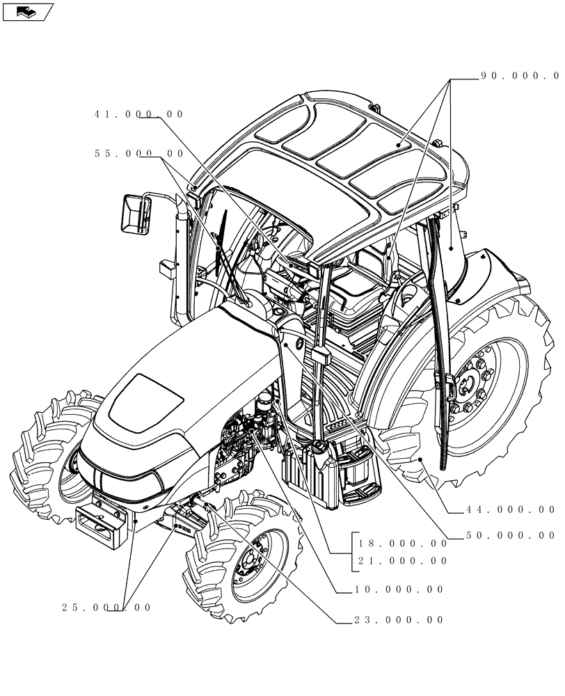 Схема запчастей Case IH FARMALL 75C - (00.000.00[01]) - MAIN SECTIONS (00) - GENERAL & PICTORIAL INDEX
