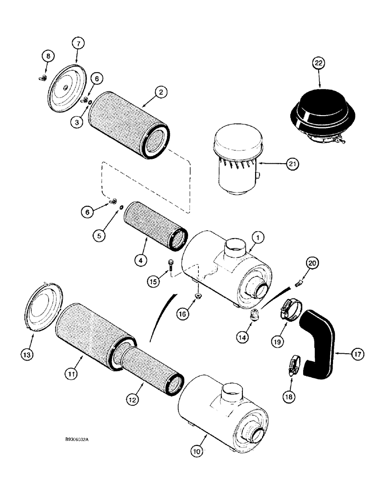 Схема запчастей Case IH 1688 - (2-14) - AIR CLEANER, AIR INDUCTION SYSTEM (01) - ENGINE