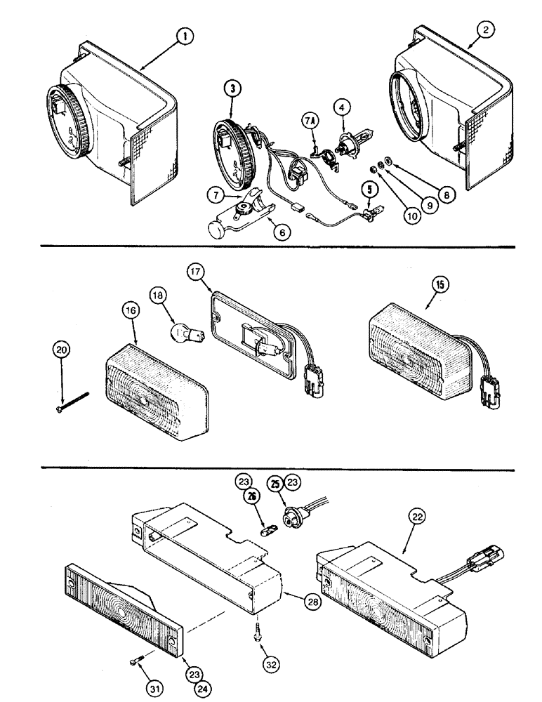 Схема запчастей Case IH 8920 - (4-038) - LAMP ASSEMBLIES (HEAD LAMP, FLASHER WARNING LAMP AND TAIL LAMP) (04) - ELECTRICAL SYSTEMS