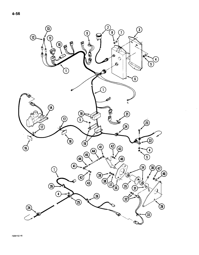 Схема запчастей Case IH 9150 - (4-56) - THREE POINT HITCH HARNESSES (04) - ELECTRICAL SYSTEMS
