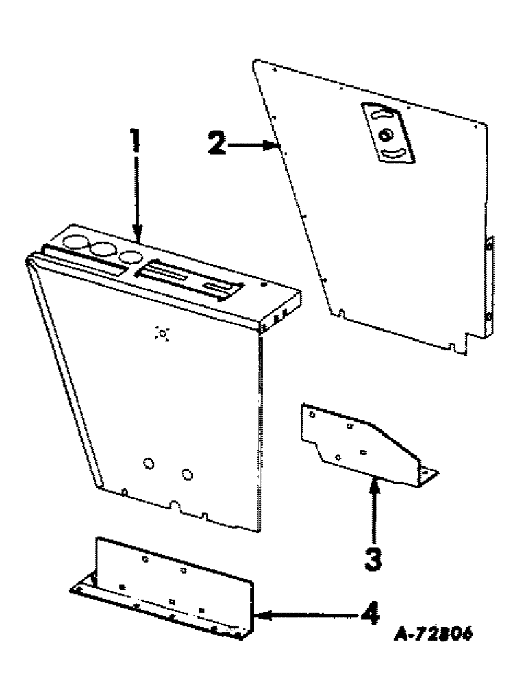 Схема запчастей Case IH 403 - (087) - OPERATORS LEVER SHROUD, S/N 805 AND BELOW (90) - PLATFORM, CAB, BODYWORK AND DECALS