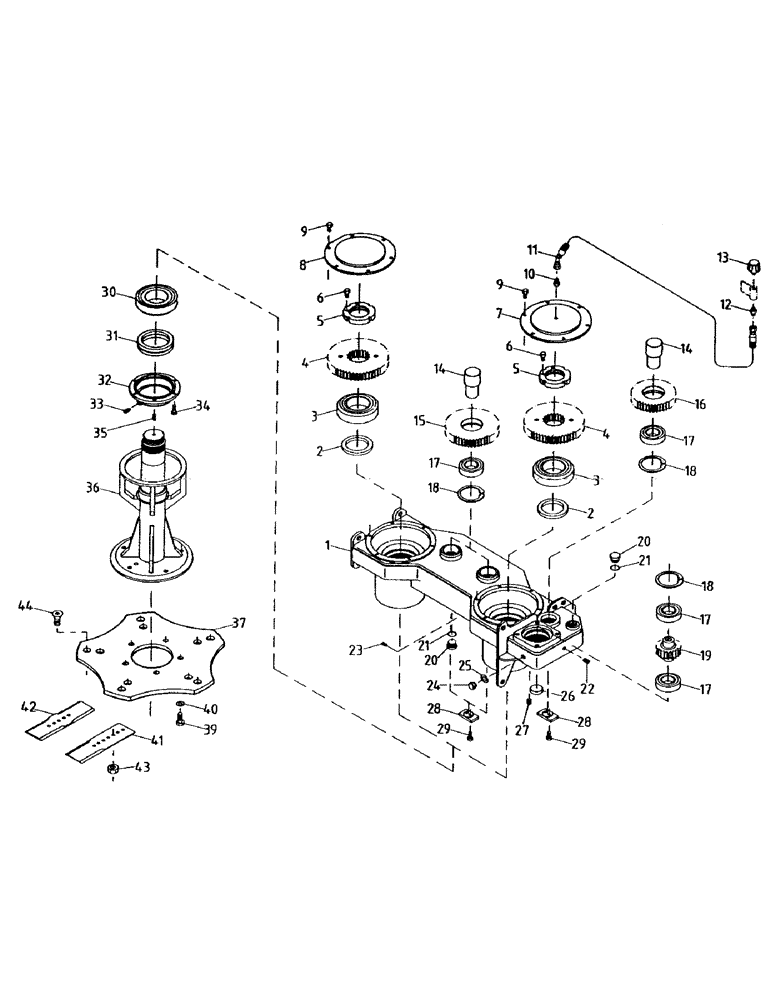 Схема запчастей Case IH 7000 - (A02-30) - GEARBOX, LEG BASECUTTER Mainframe & Functioning Components